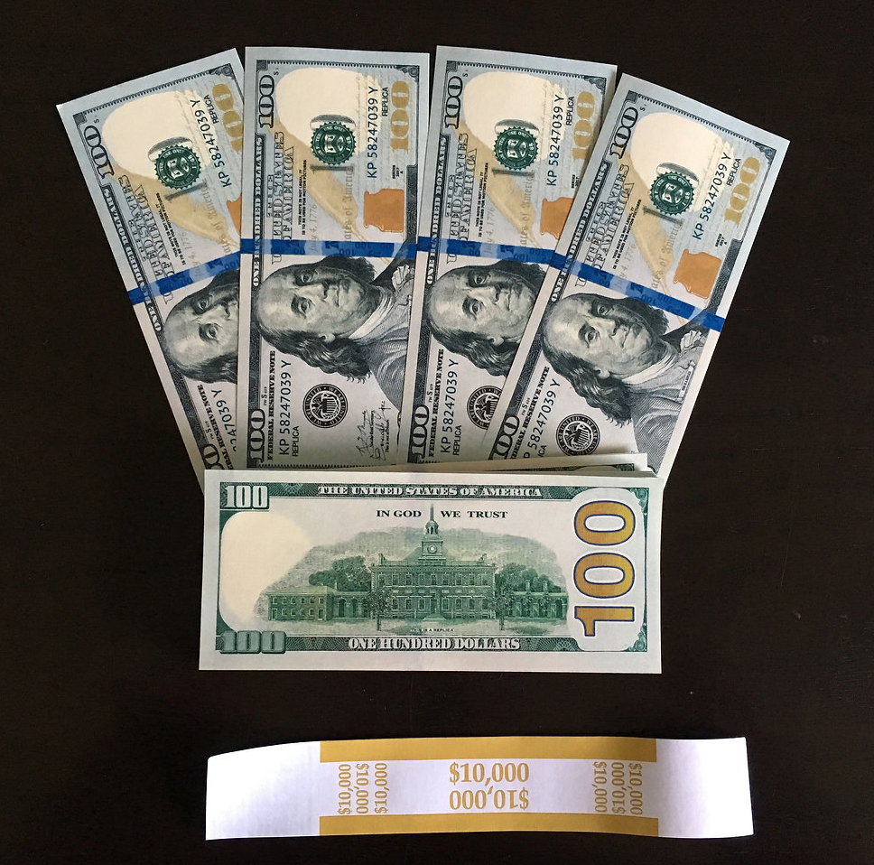 $10,000 Fold Prop Money - Full Printed