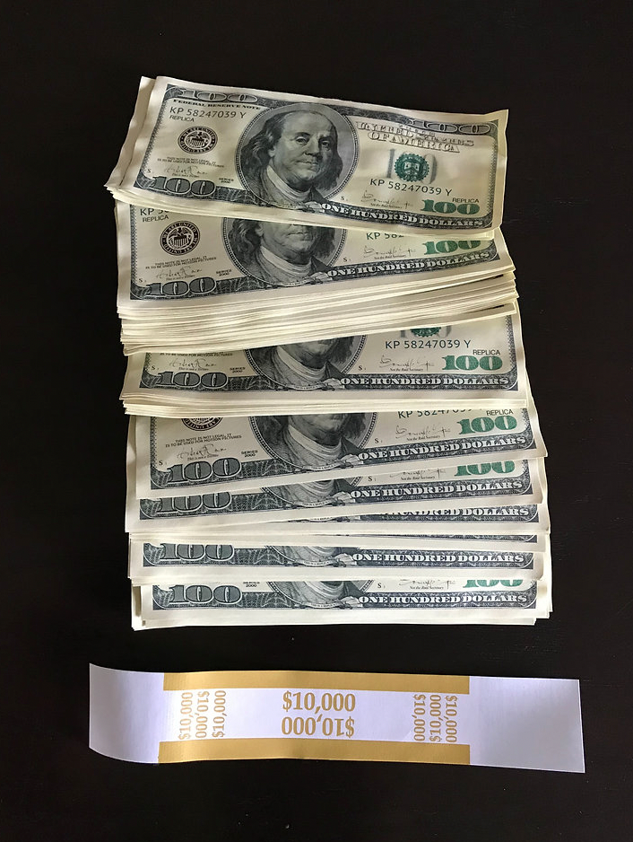 $10,000 Used Prop Money 1 stack