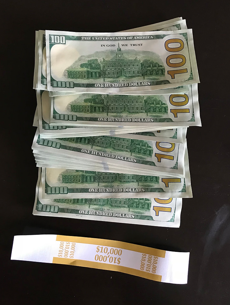 $10,000 Used Prop Money Replica